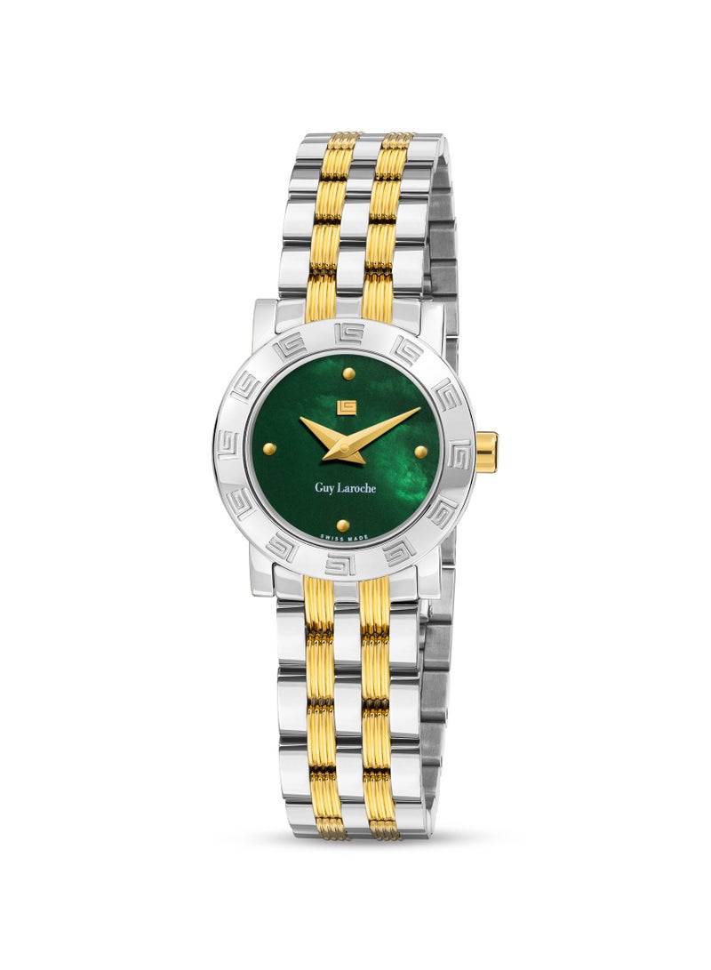 Guy Laroche Alex Watch for Women with Silver and Gold Stainless Steel Bracelet 22 mm 5 Atm  - Image 2
