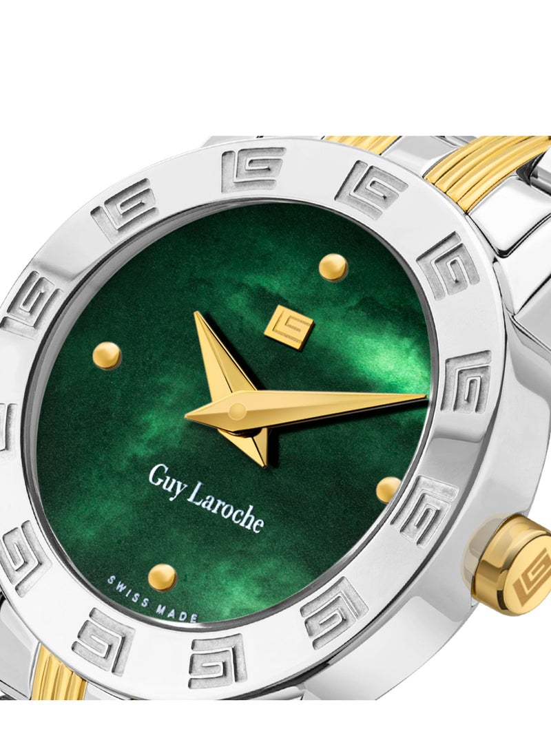 Guy Laroche Alex Watch for Women with Silver and Gold Stainless Steel Bracelet 22 mm 5 Atm  - Image 4