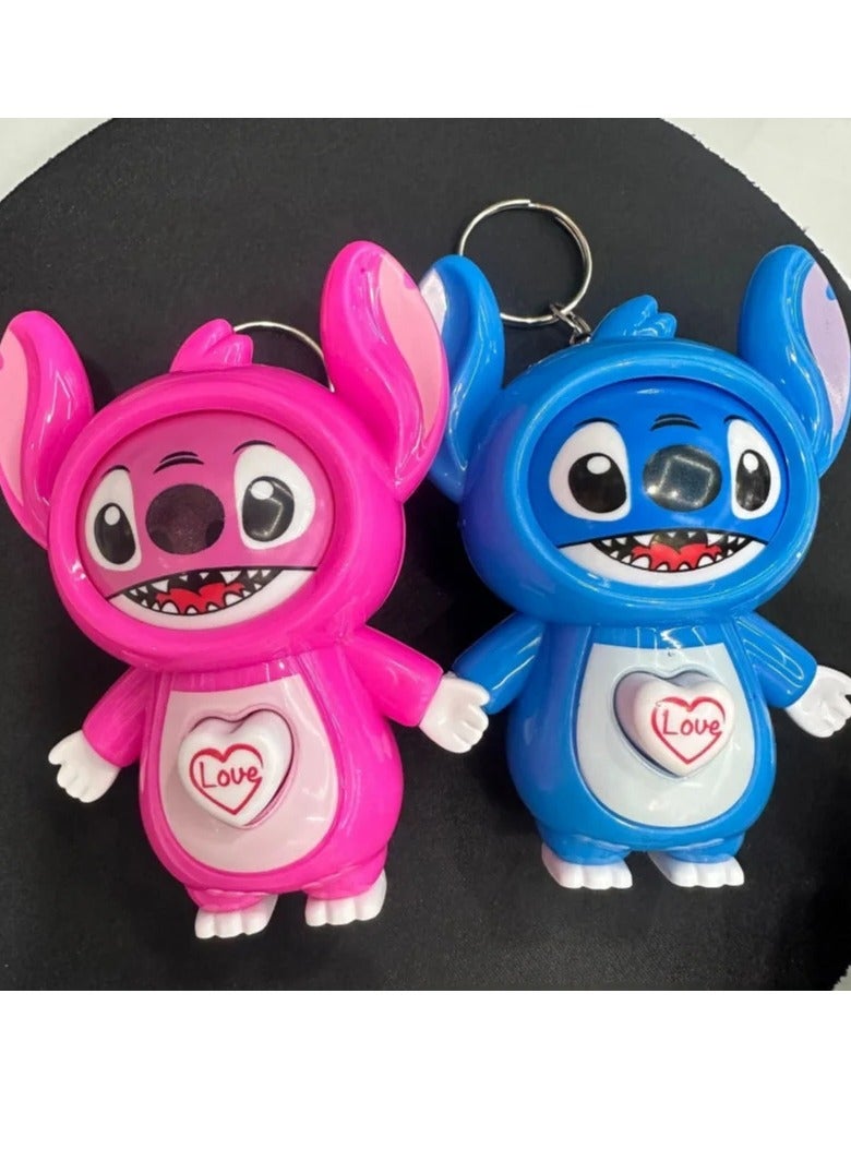 سلسلة مفاتيح ستيتش كومفورت (عبوة من قطعتين، أزرق * وردي) - سلسلة مفاتيح بتصميم قلب ناعم قابل للتغيير، مصنوعة من البلاستيك المتين، هدية للأصدقاء وجميع الأعمار، هدايا جميلة - Image 1