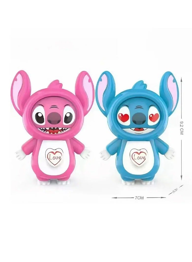 سلسلة مفاتيح ستيتش كومفورت (عبوة من قطعتين، أزرق * وردي) - سلسلة مفاتيح بتصميم قلب ناعم قابل للتغيير، مصنوعة من البلاستيك المتين، هدية للأصدقاء وجميع الأعمار، هدايا جميلة - Image 2