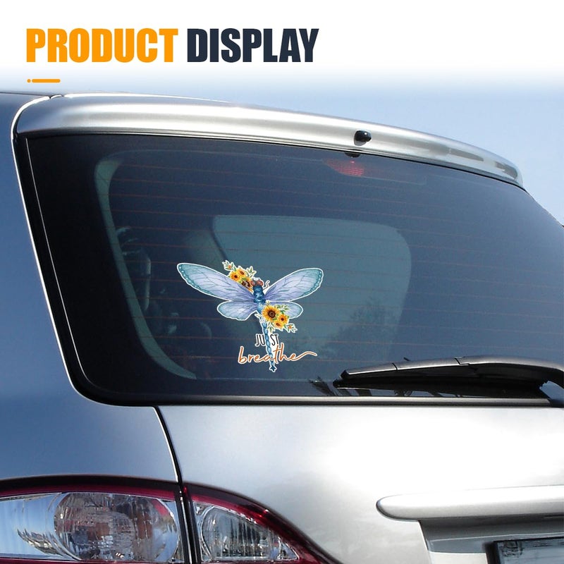Tuxihapp Just Breathe Dragonfly Car Sticker Decal, Vinyl Waterproof Automotive Window Sticker, Vintage Sun Flower Vehicle Bumper Decal, Positivity Auto Decoration Decals for Laptop, Wall (1PC) - Image 5