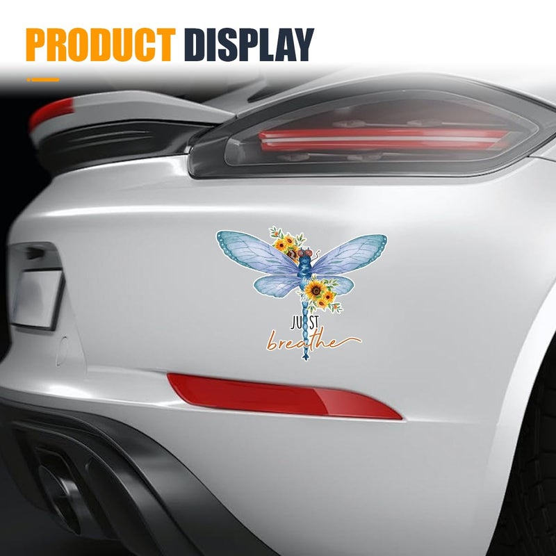 Tuxihapp Just Breathe Dragonfly Car Sticker Decal, Vinyl Waterproof Automotive Window Sticker, Vintage Sun Flower Vehicle Bumper Decal, Positivity Auto Decoration Decals for Laptop, Wall (1PC) - Image 4
