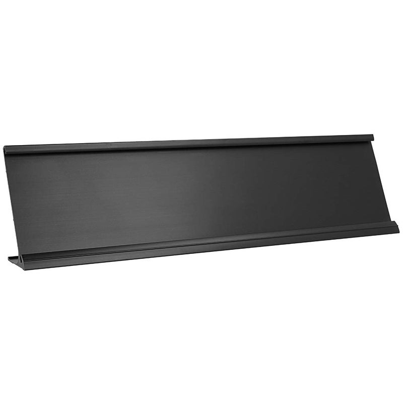 ExcelMark 2" x 8" Aluminum Name Plate Holder for Desk - Office Business Door Sign Holder - Black - Image 1