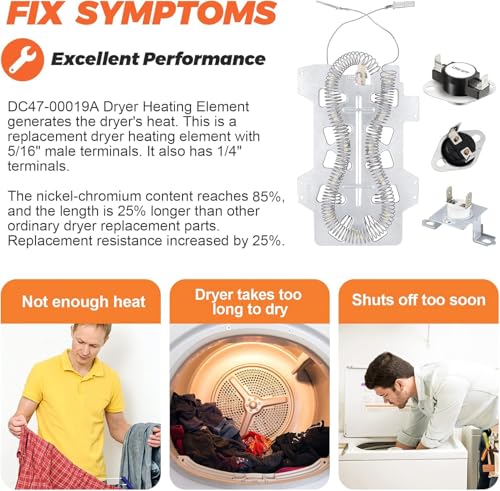 Beaquicy 2025 Upgraded DC47-00019A Dryer Heating Element Kit by Beaquicy - Replacement for Samsung Dryer dv42h3000ew/a3 dv42h5000ew/a3 - Includes DC96-00887A & DC47-00016A Fuse & DC47-00018A Thermostat - Image 5