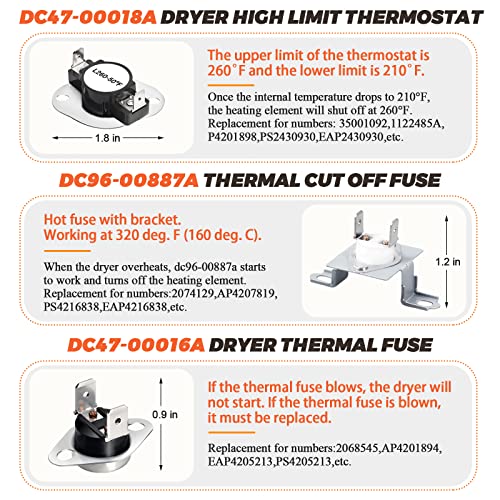 Beaquicy 2025 Upgraded DC47-00019A Dryer Heating Element Kit by Beaquicy - Replacement for Samsung Dryer dv42h3000ew/a3 dv42h5000ew/a3 - Includes DC96-00887A & DC47-00016A Fuse & DC47-00018A Thermostat - Image 3