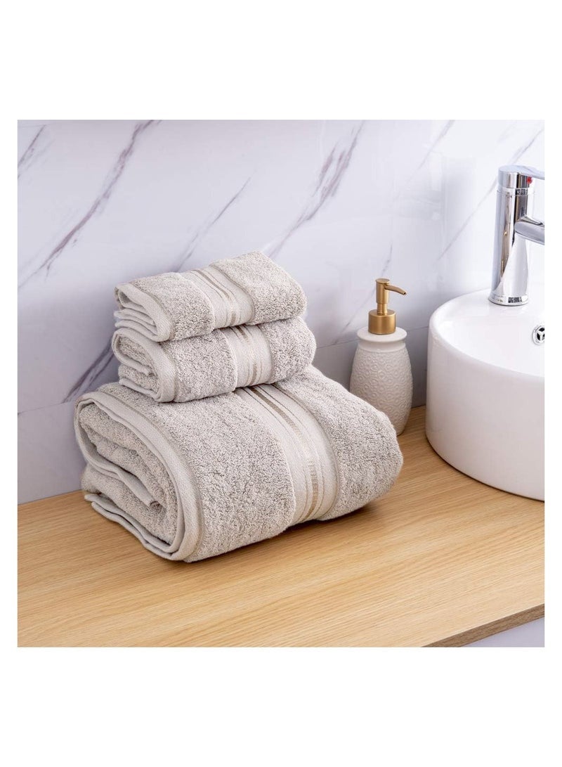 MONO Luxury Bath Towels Set 3 Pack, Towel Set 100% Cotton (1 Large Bath Towel, 1 Hand Towel, 1 Washcloth) Ultra Soft and Highly Absorbent, for Bathroom, Hotel, Spa, Beach and Gym-Brown - Image 2
