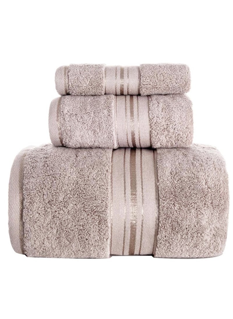 MONO Luxury Bath Towels Set 3 Pack, Towel Set 100% Cotton (1 Large Bath Towel, 1 Hand Towel, 1 Washcloth) Ultra Soft and Highly Absorbent, for Bathroom, Hotel, Spa, Beach and Gym-Brown  - Image 1