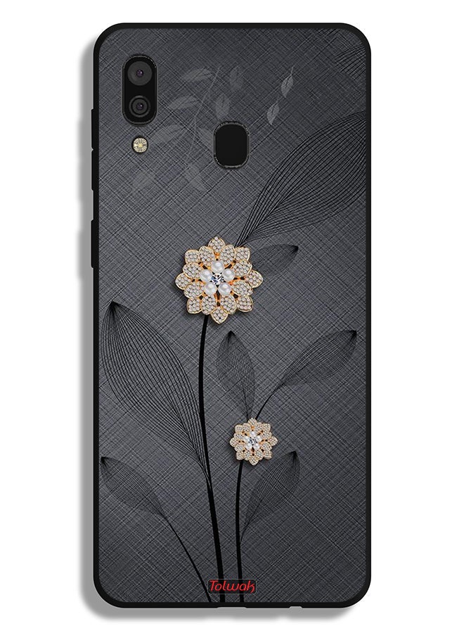 Tolwak Samsung Galaxy A20 Protective Case Cover Diamond Flowers Art - Image 1