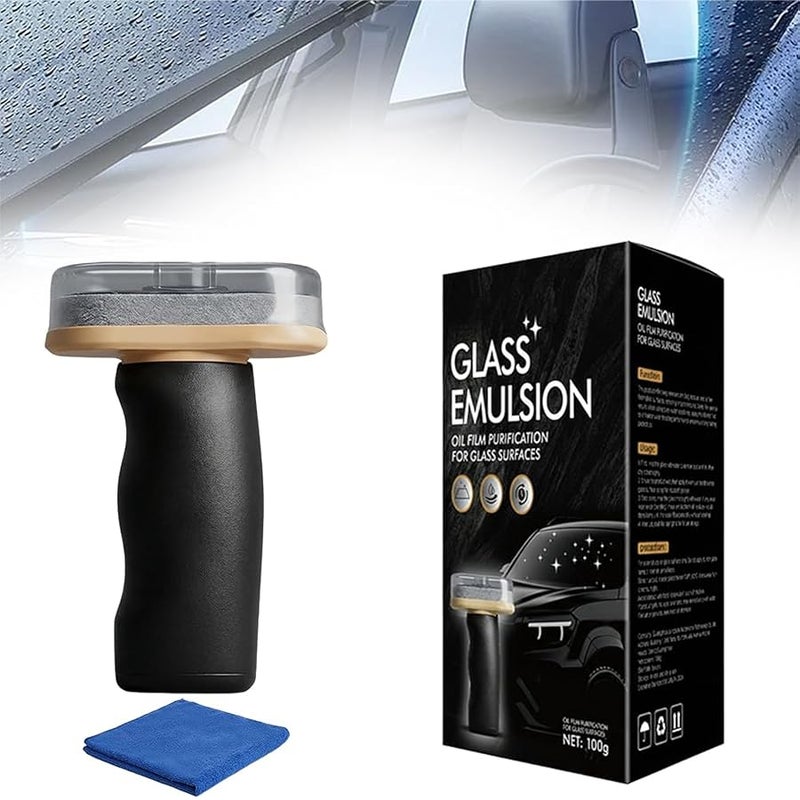 Upgrade Handheld Glass Oil-Film Remover Emulsion, 2026 Emulsion Cleaner Glass Cleaning Board for Clarity, Automotive Oil Film Cleaning Brush for Car (1 pack) - Image 1