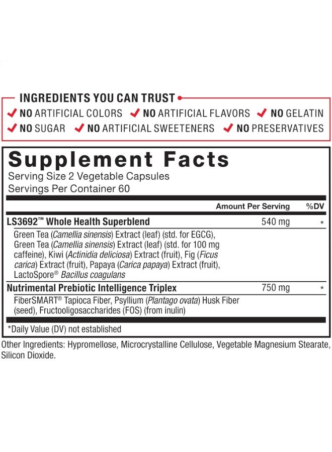 Force Factor ProbioSlim + Prebiotic Fiber Weight Loss Supplement for Women and Men, with Green Tea Extract and Psyllium Husk Fiber, 120 Capsules - Image 2