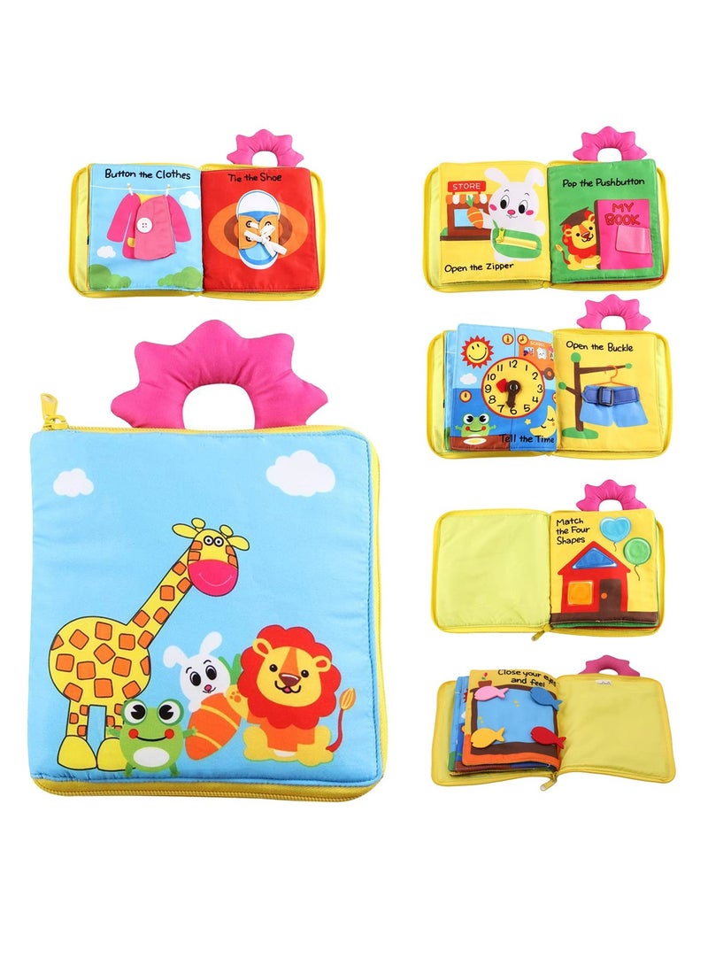 Zikra Montessori Activity Quiet Book - Travel Toy Cloth Book for Toddlers - 10 Topics, Activities for Early Learning How to Basic Life Skills for Toddlers, Interactive Book for Busy Boys and Girls (Yellow) - Image 1