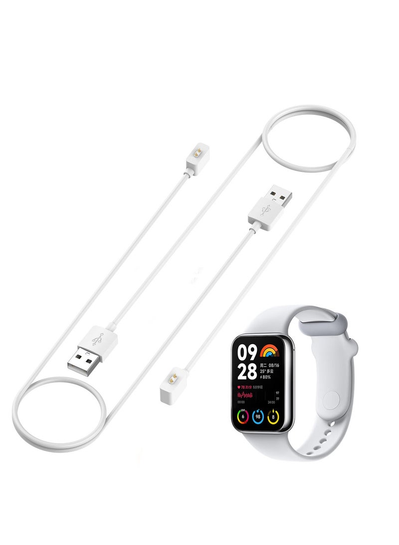 2 Pack Magnetic Charging Cable Compatible with Xiaomi Mi Band 8 and for Redmi Band 2/Watch 3 Lite/Watch 3 Active, 3.3ft USB Charging Cable Stand Dock Smartwatch Accessories (White) - Image 1