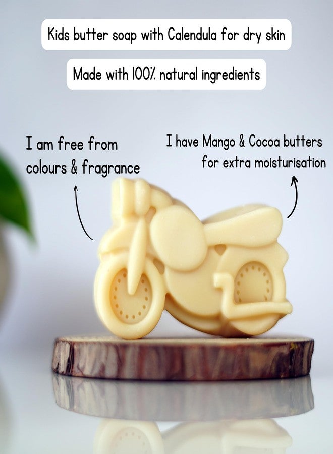 SANS VALLEY Kids Oat Milk Moisturizing Butter Soap for Dry Skin | Gentle for Sensitive Skin | with Natural Mango & Cocoa Butter | Natural cold process soap | Cute Bike shape | 100 grams - Image 2