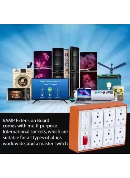 Ganpati Extension Board Heavy Duty Cable 4 Meter Wire with 6 Anchor Socket and 1 Anchor Switch and 1 Indicator with 3 Pin Plug Set of 1  - Image 4
