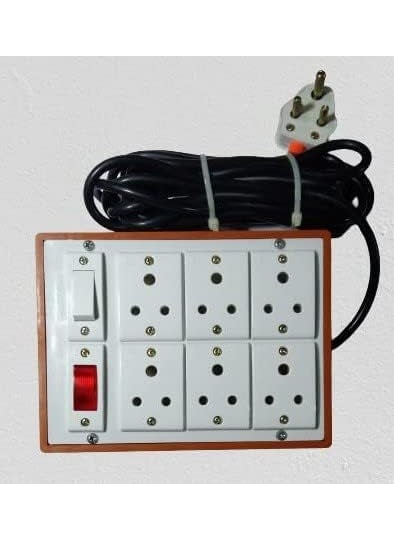 Ganpati Extension Board Heavy Duty Cable 4 Meter Wire with 6 Anchor Socket and 1 Anchor Switch and 1 Indicator with 3 Pin Plug Set of 1  - Image 2