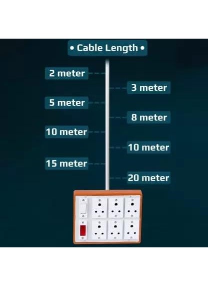 Ganpati Extension Board Heavy Duty Cable 4 Meter Wire with 6 Anchor Socket and 1 Anchor Switch and 1 Indicator with 3 Pin Plug Set of 1  - Image 5