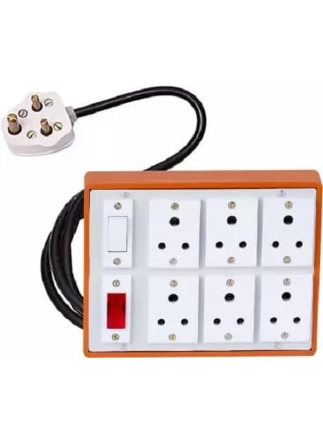 Ganpati Extension Board Heavy Duty Cable 4 Meter Wire with 6 Anchor Socket and 1 Anchor Switch and 1 Indicator with 3 Pin Plug Set of 1  - Image 1
