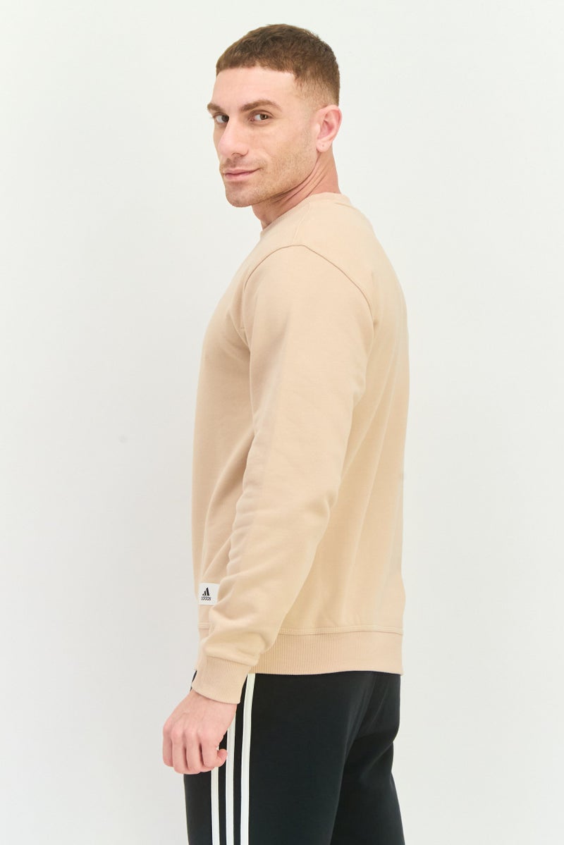 Adidas Men Sportswear Fit Long Sleeve Outdoor Sweatshirt, Beige - Image 2