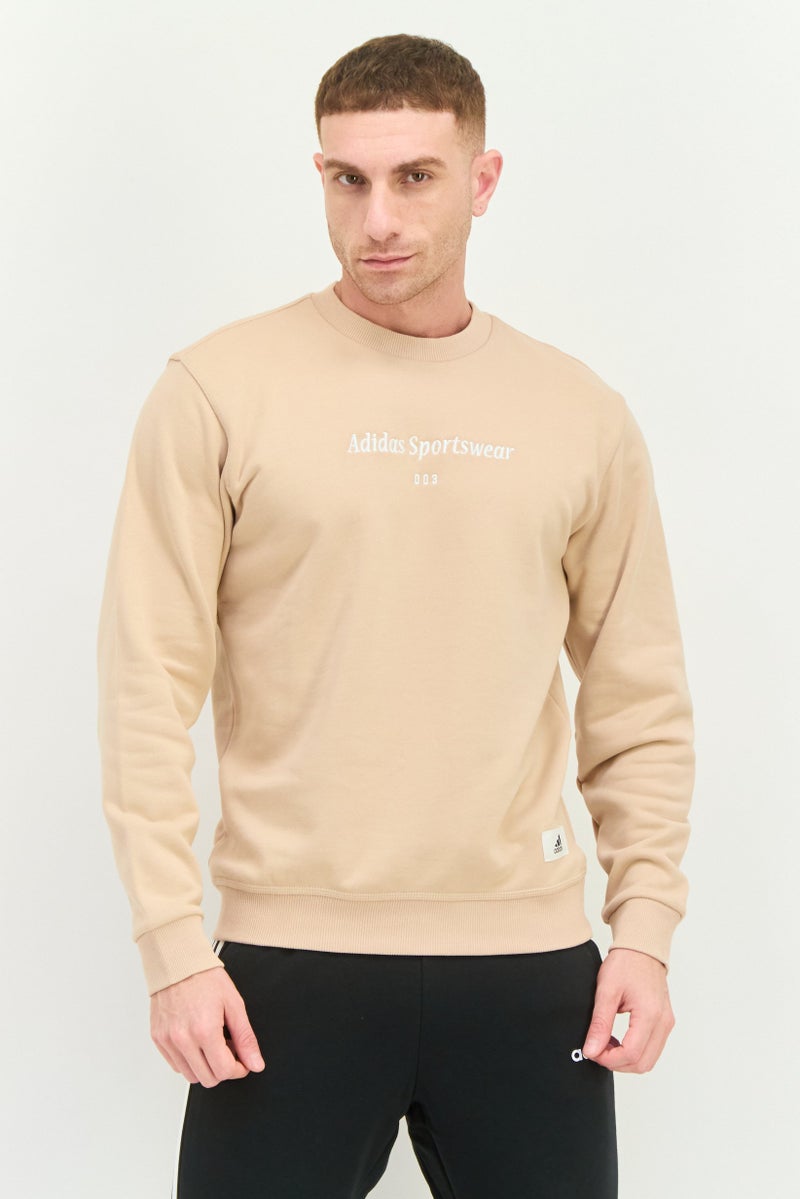 Adidas Men Sportswear Fit Long Sleeve Outdoor Sweatshirt, Beige - Image 1