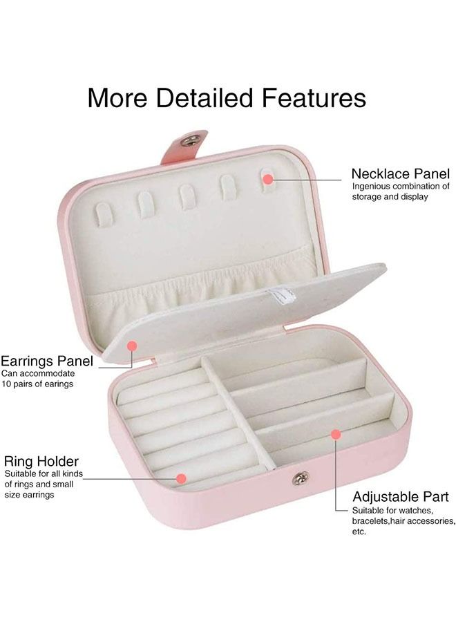 Ant Double Layer Jewelry Travel Organizer Box for Women & Girls, PU Leather Mini Portable Jewelry Storage Display Holder for Earrings Ring Necklaces Bracelets (Pink) - Image 3