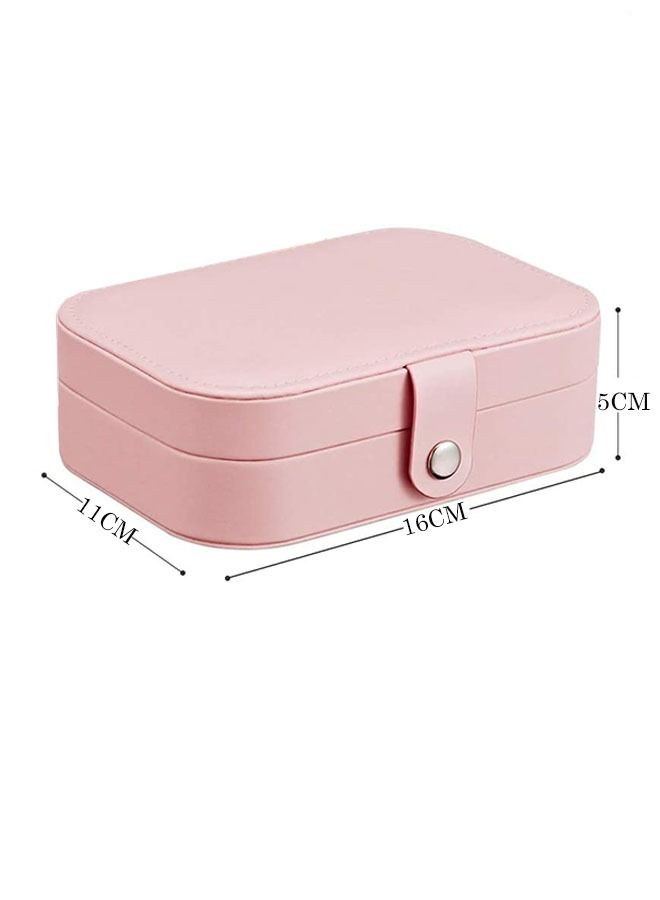 Ant Double Layer Jewelry Travel Organizer Box for Women & Girls, PU Leather Mini Portable Jewelry Storage Display Holder for Earrings Ring Necklaces Bracelets (Pink) - Image 2