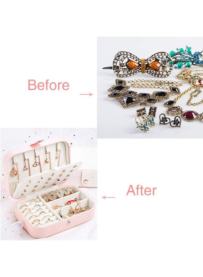 Ant Double Layer Jewelry Travel Organizer Box for Women & Girls, PU Leather Mini Portable Jewelry Storage Display Holder for Earrings Ring Necklaces Bracelets (Pink) - Image 5