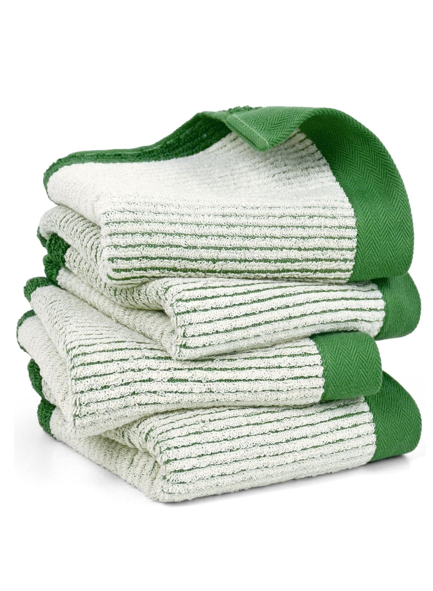 Hand Towels for Bathroom, Towels 4 Pack Premium Hand Towels Set, Cotton Towels with Jacquard Weave Deign, Ultra Soft and Highly Absorbent Towels, for Bathroom, Gym, Shower, Hotel, and Spa (Green)