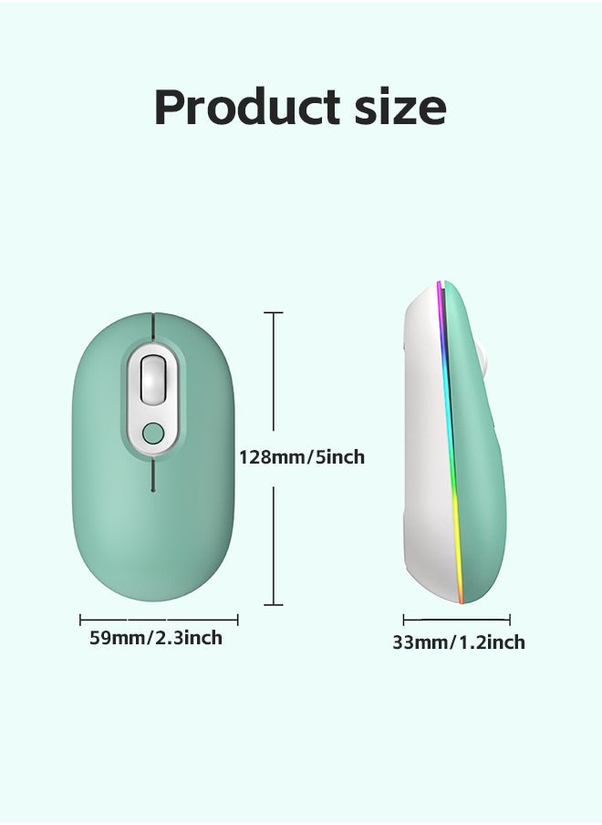 Fazza - Wireless Bluetooth Mouse, Bluetooth 5.2 + USB, 2.4GHz Rechargeable Silent Bluetooth Wireless Mouse, Computer Mouse with USB Receiver (Green) - Image 1