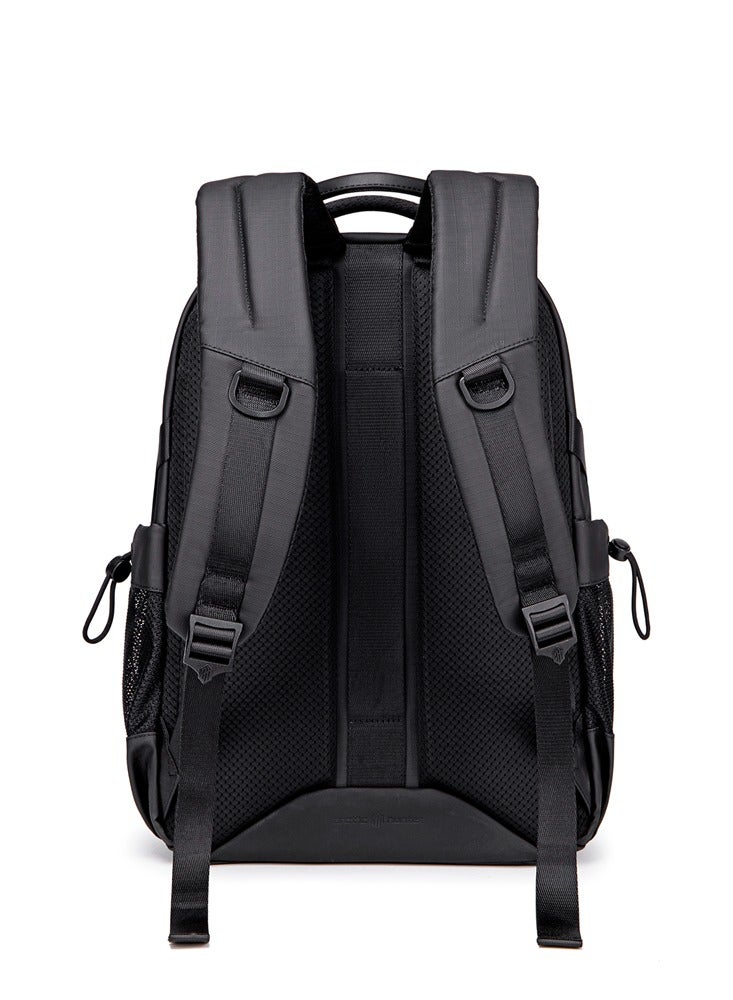 ARCTIC HUNTER Laptop Backpack for Men 21L fit 15.6-inch Laptop Polyester Travel Backpack Leather Business Backpack Adjustable Strap Anti-theft Zipper Pocket Water Resistant Office Backpack B00531 Black - Image 5