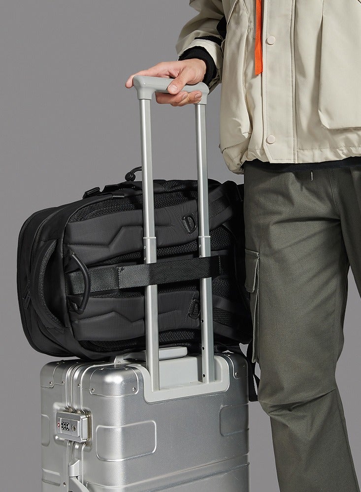 ARCTIC HUNTER Laptop Backpack for Men 21L fit 15.6-inch Laptop Polyester Travel Backpack Leather Business Backpack Adjustable Strap Anti-theft Zipper Pocket Water Resistant Office Backpack B00531 Black - Image 4