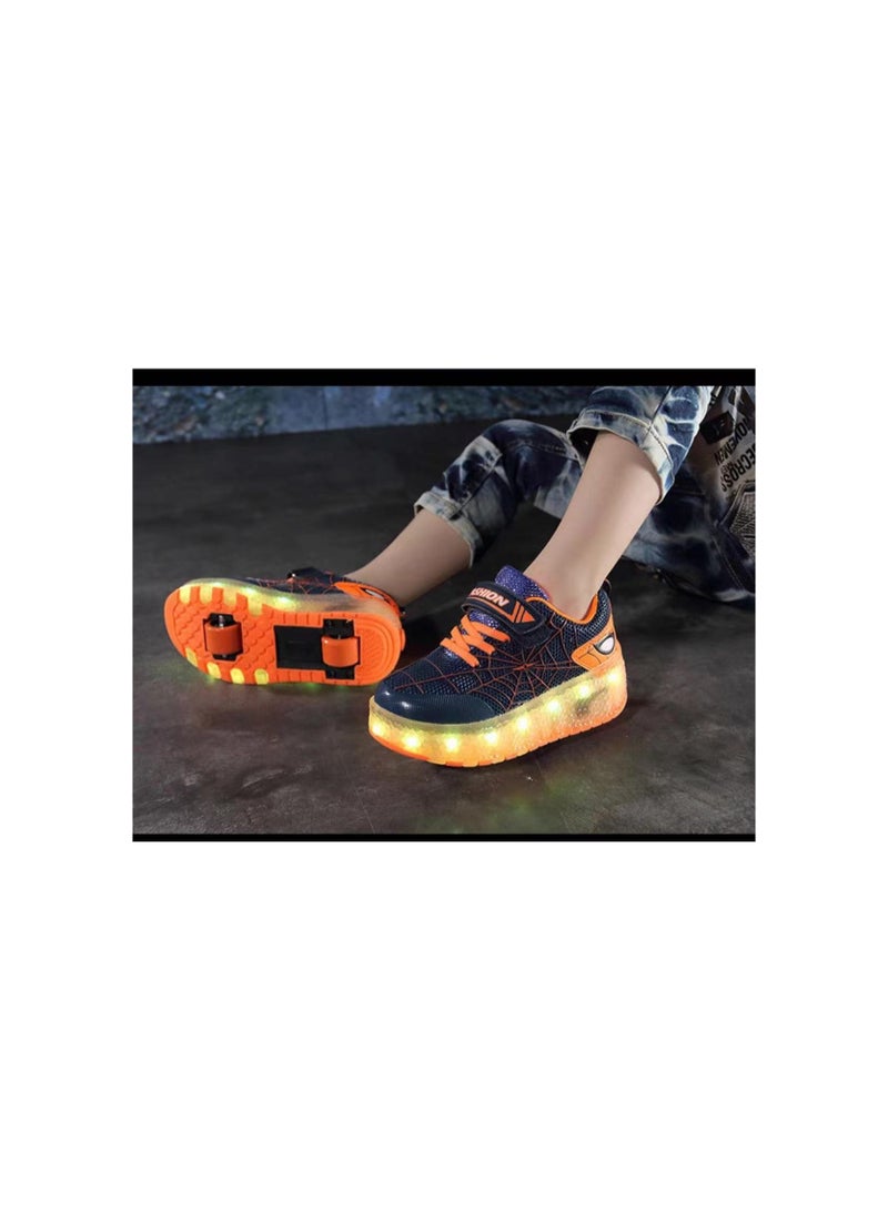 Loquat Breathability Roller Shoes USB Charge Girls Boys Sneakers with Wheels LED Roller Skates Shoes Multicolour  - Image 3