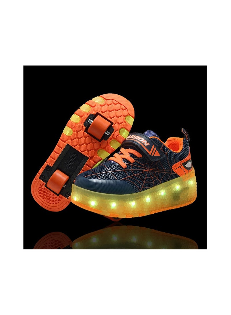 Loquat Breathability Roller Shoes USB Charge Girls Boys Sneakers with Wheels LED Roller Skates Shoes Multicolour  - Image 1