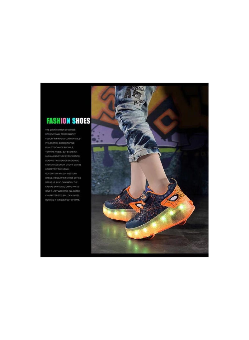 Loquat Breathability Roller Shoes USB Charge Girls Boys Sneakers with Wheels LED Roller Skates Shoes Multicolour  - Image 2