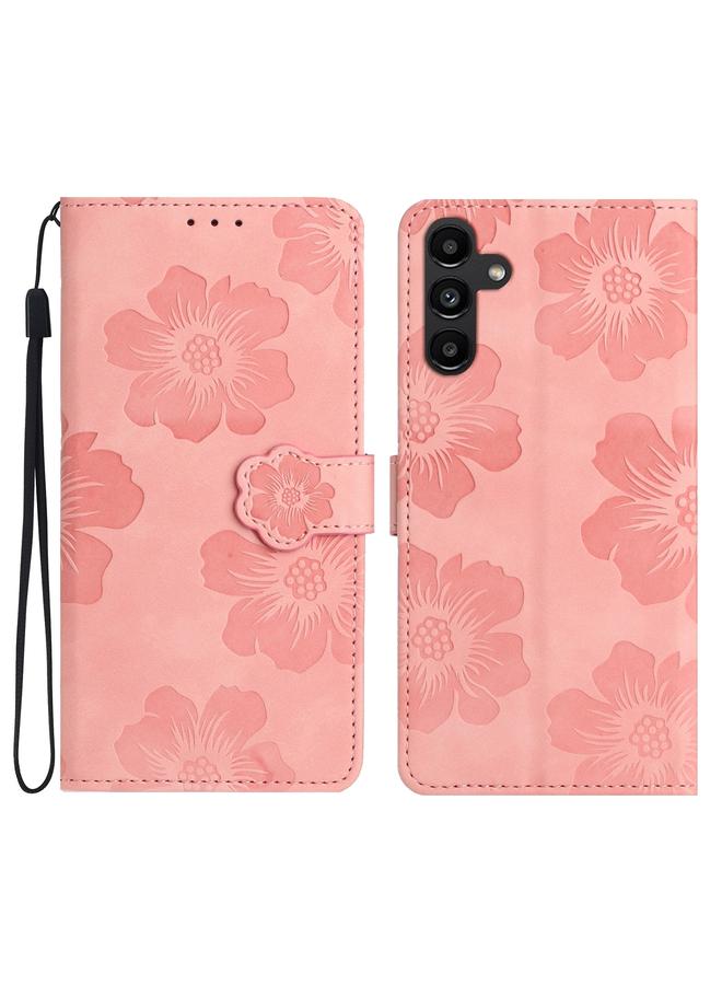 اس-توب جراب هاتف جلدي بنقشة زهور لهاتف Samsung Galaxy A15 - Image 1