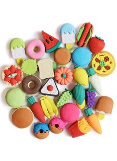 Y&D Food Erasers, SYOSI Cute Dessert Gourmet Eraser Fruit Erasers for Kids, Fun Gifts Prizes Kids Classroom, Pencil Random 30 Blocks  - Image 1