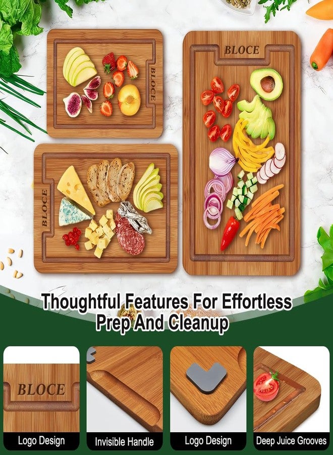 BLOCE Wooden Cutting Boards for Kitchen, Bamboo Cutting Board Non Toxic, Wood Cutting Board Set, Charcuterie & Chopping Board, Kitchen Gadgets - Image 4