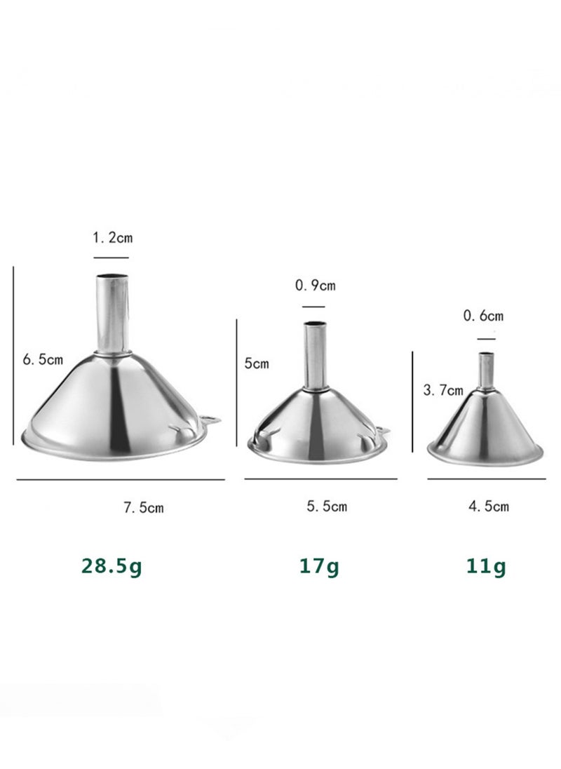 Generic Stainless Steel Funnel Three-piece Set Mini Funnel Oil Vinegar Wine Spice Oil Sauce Filling Integrated Dispenser  - Image 2