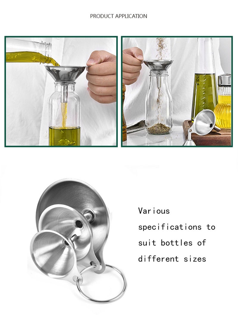 Generic Stainless Steel Funnel Three-piece Set Mini Funnel Oil Vinegar Wine Spice Oil Sauce Filling Integrated Dispenser  - Image 3