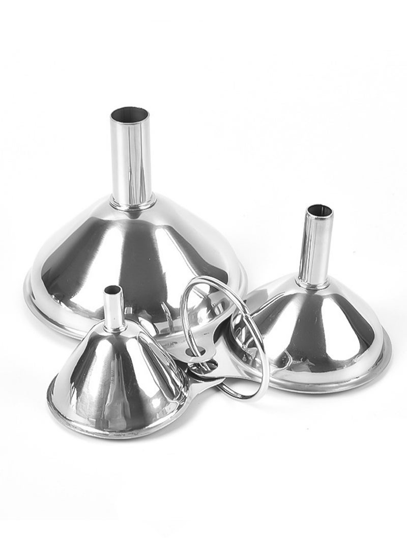 Generic Stainless Steel Funnel Three-piece Set Mini Funnel Oil Vinegar Wine Spice Oil Sauce Filling Integrated Dispenser  - Image 1