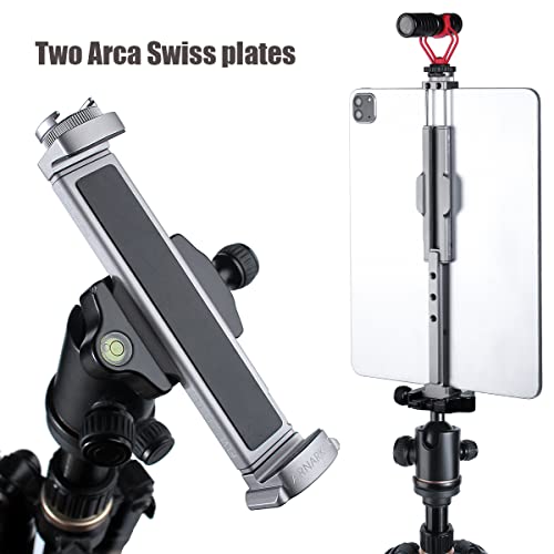 ARNARKOK Metal Tablet Tripod Mount, 7.9-12.9in Ipad Holder, Rotatable Cold Shoe, 2 Acra Swiss QR Bracket, Universal Tablet Mount for Video Recording - Image 2