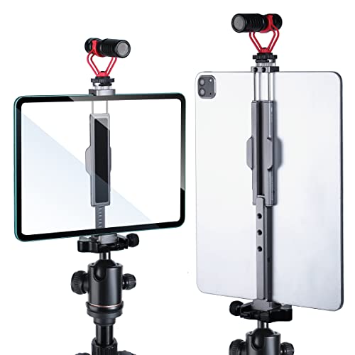 ARNARKOK Metal Tablet Tripod Mount, 7.9-12.9in Ipad Holder, Rotatable Cold Shoe, 2 Acra Swiss QR Bracket, Universal Tablet Mount for Video Recording - Image 1