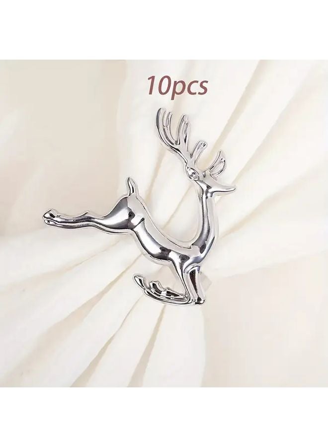 10 قطعة من حلقات المناديل الفضية لعيد الميلاد زينة طاولة العطلات - Image 1