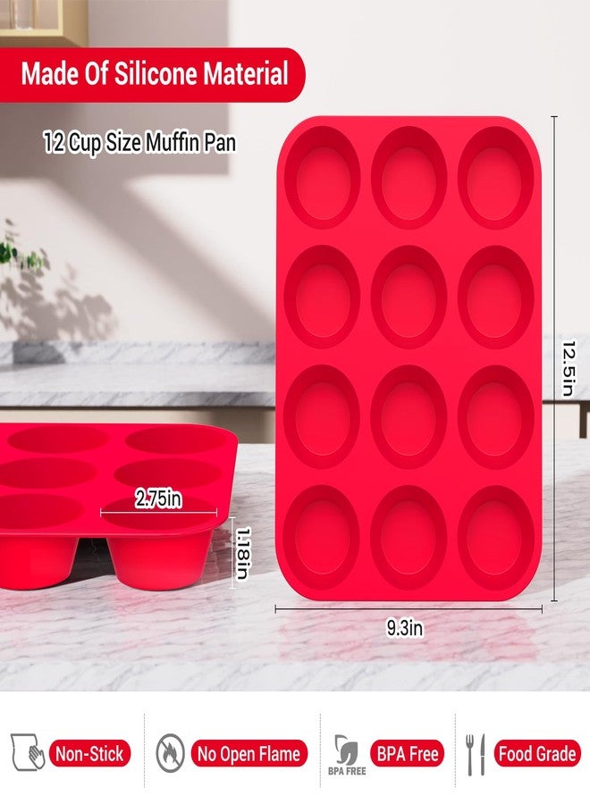 Redfly 3 Pack Silicone Muffin Pan for Baking, Silicone Cupcake Pan, Silicone Molds for Baking, Muffin Tin Nonstick 12 Cup Regular Size, Silicone Cupcake Molds, BPA Free Silicone Muffin Cups - Image 3