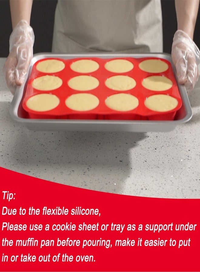 Redfly 3 Pack Silicone Muffin Pan for Baking, Silicone Cupcake Pan, Silicone Molds for Baking, Muffin Tin Nonstick 12 Cup Regular Size, Silicone Cupcake Molds, BPA Free Silicone Muffin Cups - Image 2