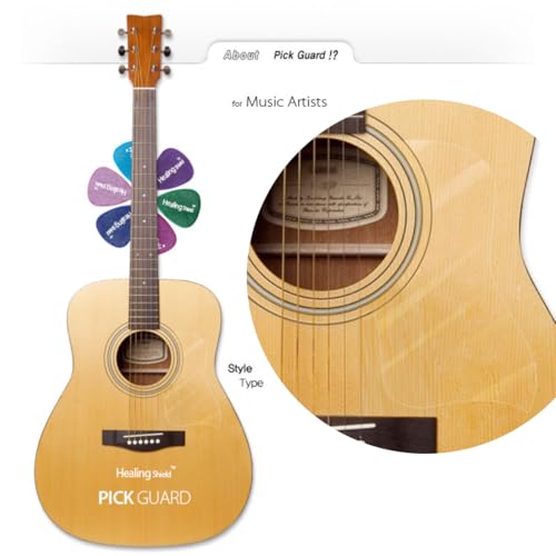Healing shield Premium Acoustic Guitar Pickguard Pick Guard, Transparent Self-Adhesive, Scratch Resistant Protection Coating, Anti-Dust, Anti-Fingerprint, Made in South Korea, Clear Glossy, Style Type - Image 2