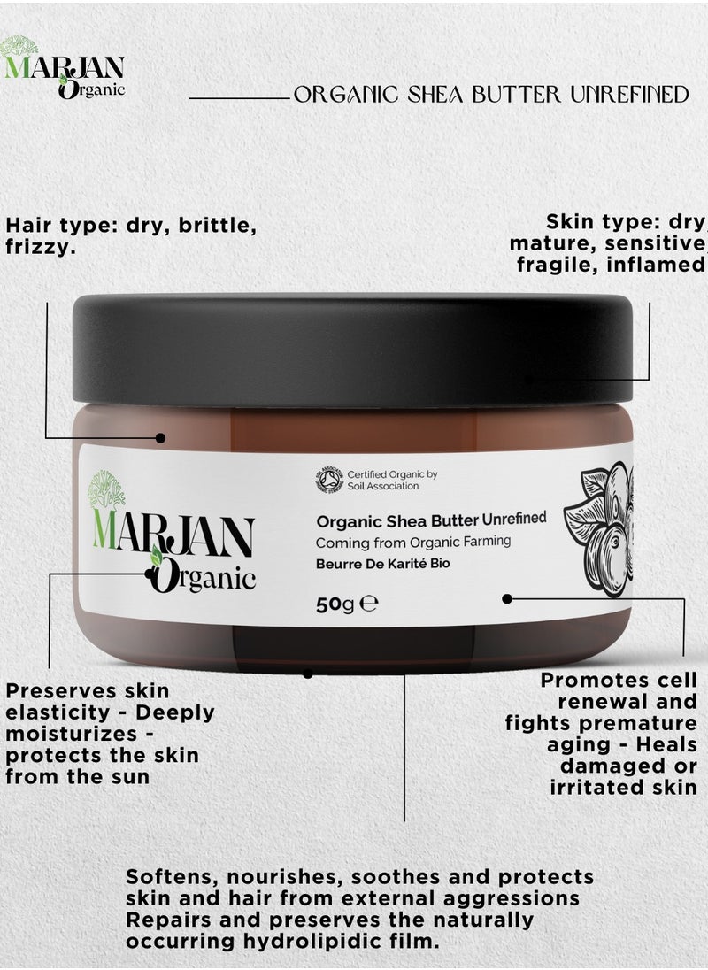 MARJAN ORGANIC African Unrefined Organic Shea Butter, 50g - 100% Pure & Natural Cosmetic Butters Vegan GMO Free - For Skin, Face, Hair Care & Stretch Marks  - Image 3