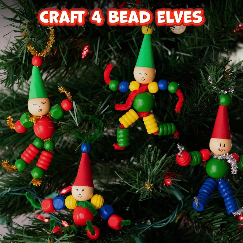 READY 2 LEARN Christmas Crafts - Create Your Own Bead Elves - Set of 4 - DIY Ornaments for Kids - Christmas Tree Decoration - All Materials Included - Image 2