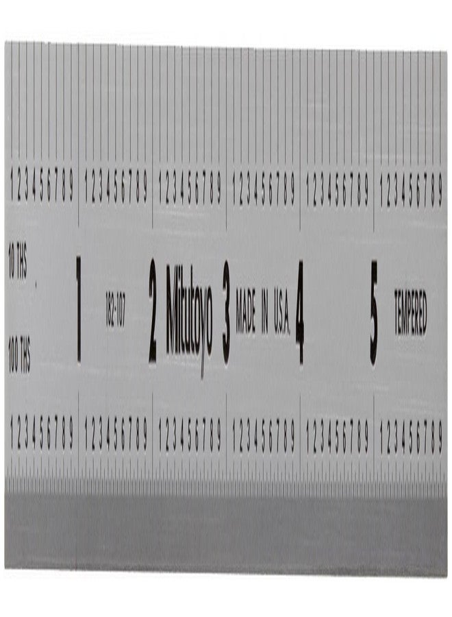 ميتوتويو Mitutoyo 182-107، مسطرة فولاذية، 6 بوصات/150 مم (1/10، 1/100، 1 مم، 0.5 مم)، سمك 3/64 بوصة × عرض 3/4 بوصة، فولاذ مقاوم للصدأ مُقسّى بلمسة نهائية من الكروم الساتان - Image 1