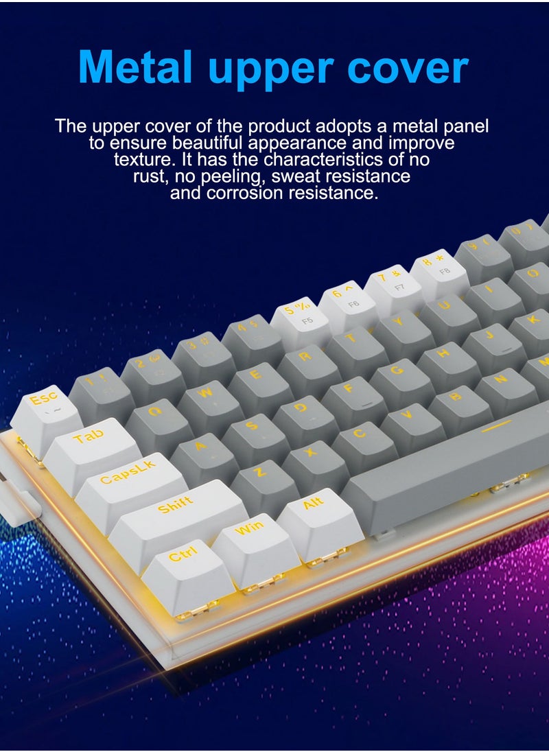 E-YOOSO - 60% Wired Mechanical Gaming Keyboard with Red Switches, LED Backlit, Ultra-Compact Computer Keyboard for PS4/5, Windows, Mac OS (Grey White) - Image 1