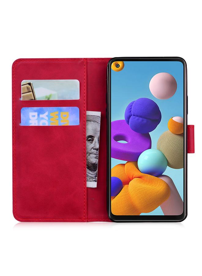 S-TOP Case For Samsung Galaxy A21s Skin Feel Pure Color Flip Leather Phone Case - Image 4